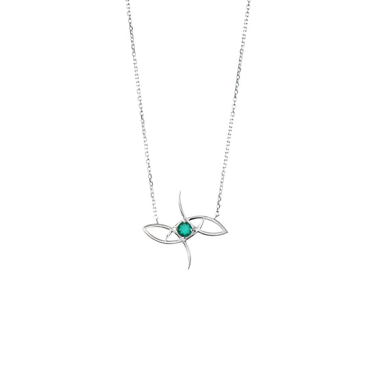 Emerald Gemstone Necklace in White Gold