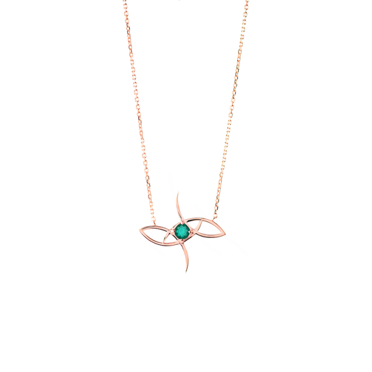 Emerald Gemstone Necklace in Rose Gold