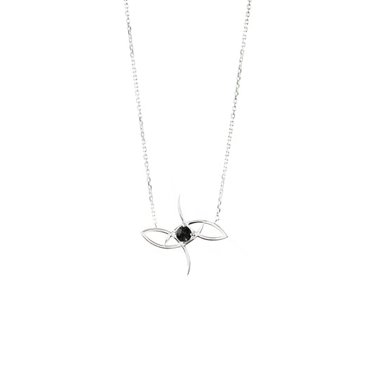 Black Tourmaline Gemstone Necklace in White Gold