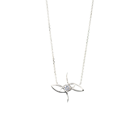 White Topaz Gemstone Necklace in White Gold