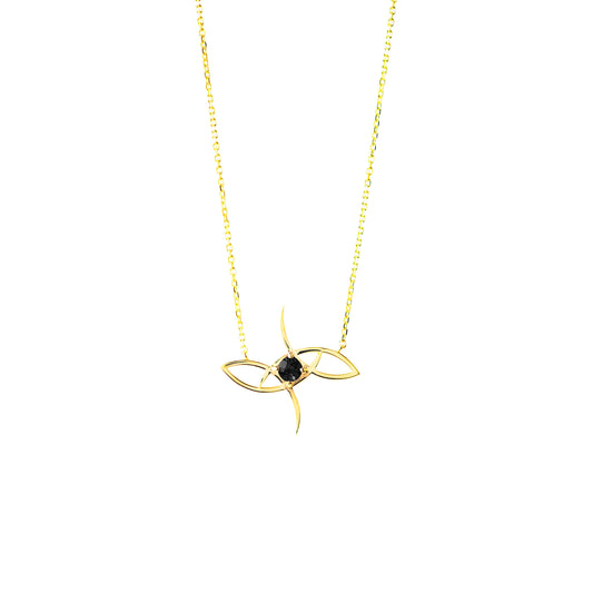 Black Tourmaline Gemstone Necklace in Gold