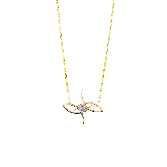 White Topaz Gemstone Necklace in Gold